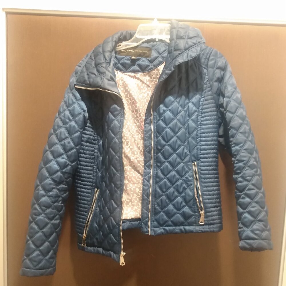 Blue puffer coat